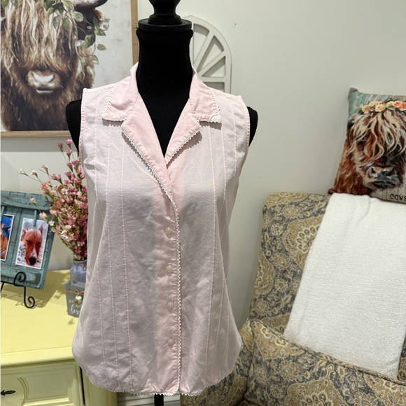 Ralph Lauren Pink Sleeveless Button Down Top - Picture 1 of 5